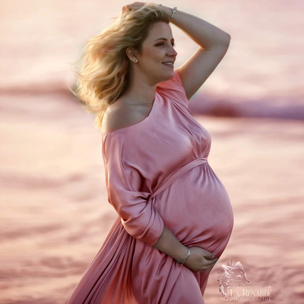 Silk Gown Maternity Photography Dress Chiffon Cloak
