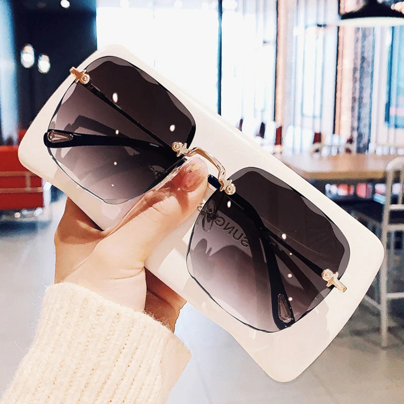 Sunglasses For Women ladies Rimless Diamond cutting Lens Brand Designer Ocean Shades
