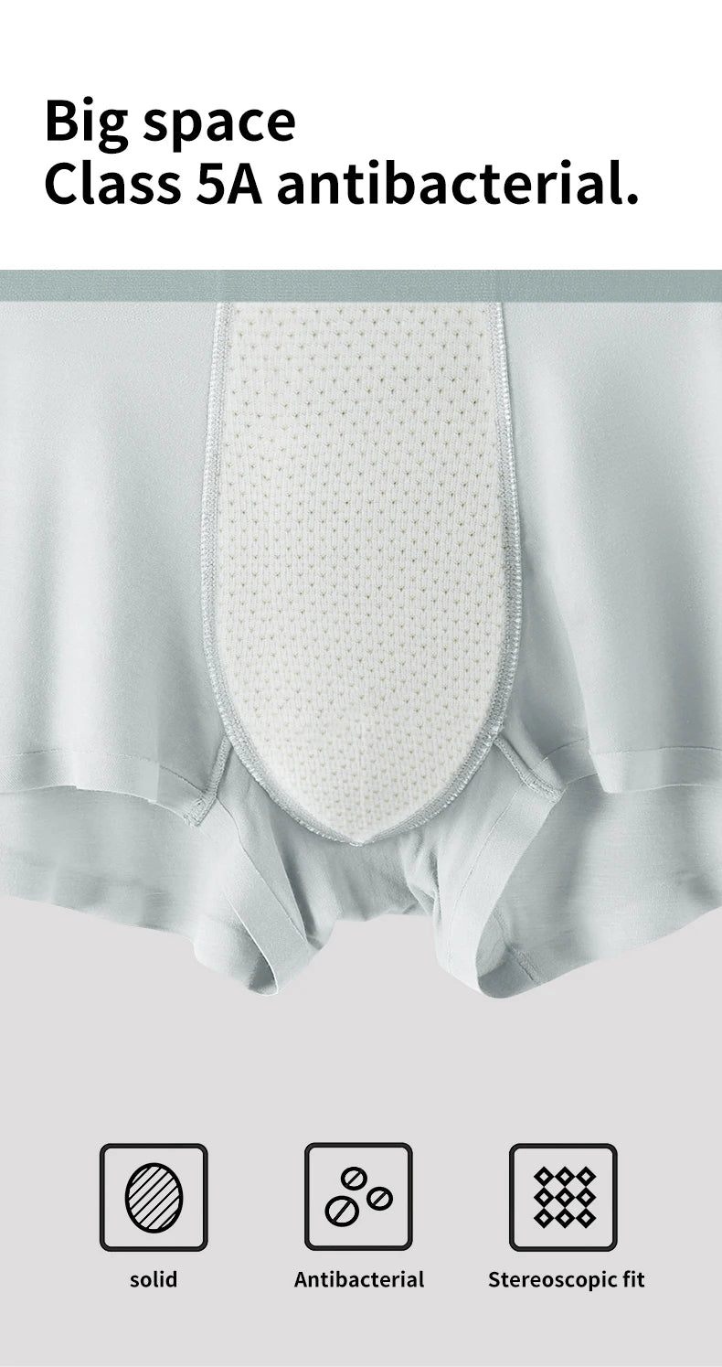 4Pcs Traceless Breathable Silky Antibacterial Men Boxers Trunks