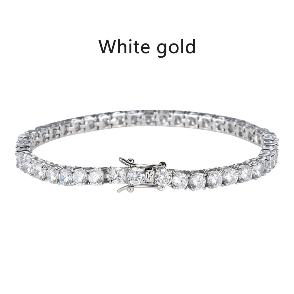 Moissanite Tennis Bracelet for Women Man 925 Sterling Silver Plated 18k White Gold