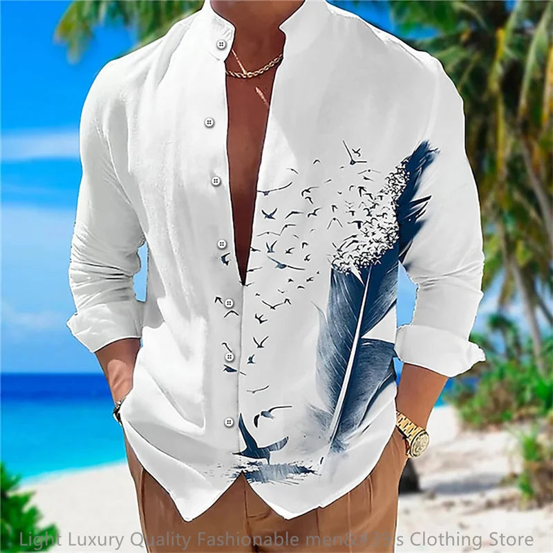 Men's Casual Soft Fabric Shirt Long-sleeved 3D printing XS-6XL