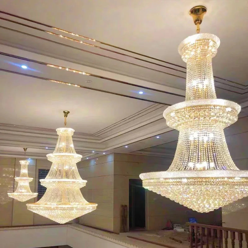 Luxury Staircase Living Room European-Style Large Chrome Chandelier