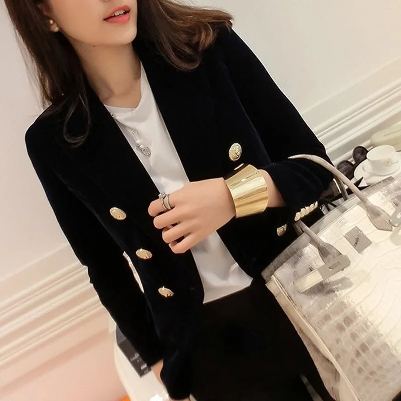 Women Slim Velvet Blazer