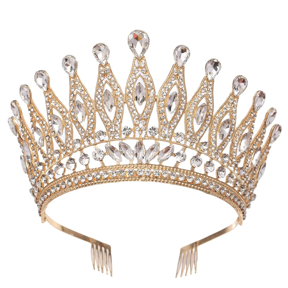 Baroque Large Crystal Crows Tiaras Diadem Comb For Bridal Wedding Party