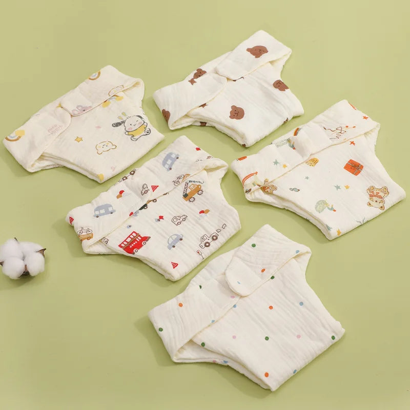 Summer Cotton Baby Reusable Taped Diaper Cartoon Training Pants