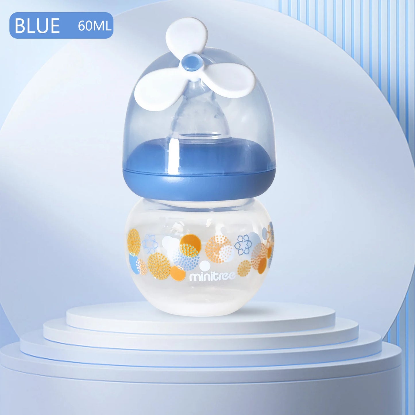 0-6 months newborn baby mini bottle, 60ml creative small windmill, fall-proof and anti-colic PP bottle, BPA-free