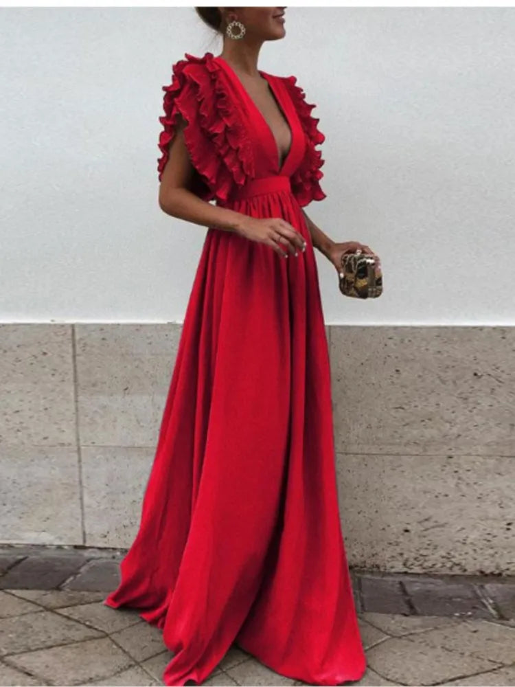 Elegant Sexy V-neck Backless Dress