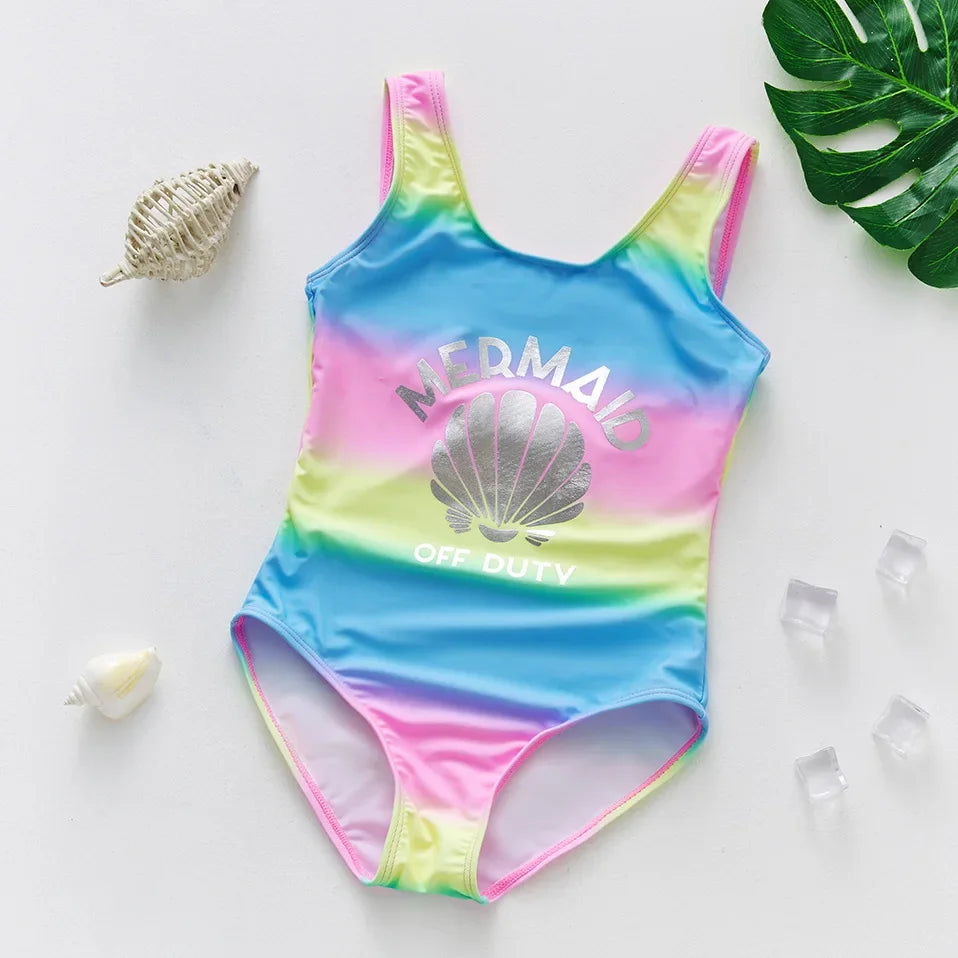 Girl Swimsuit One-Piece Mermaid Fish Scale Unicorn Children's Swimwear 2 - 8 Years