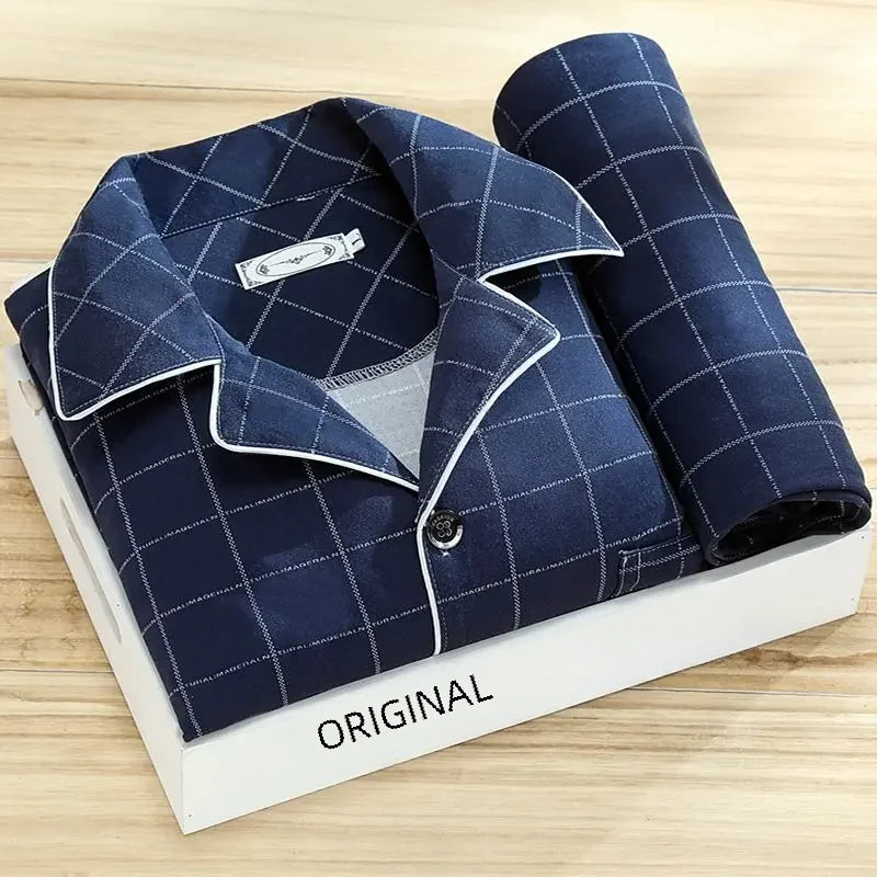 Men's 100% Cotton Long Sleeve Pajama Set