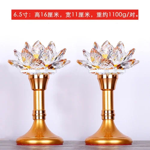 Colorful Glass Lotus Simulated Candlestick, Feng Shui Peace and Love