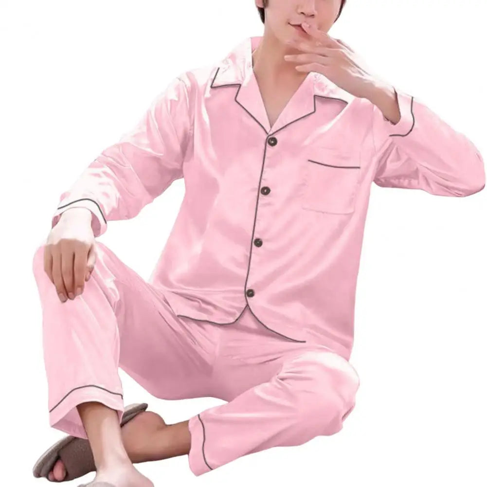 Pajama Sets For Men's Satin Silk