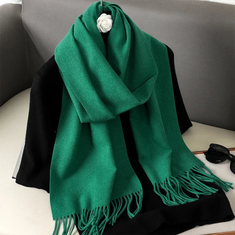 Color Solid Women Winter Scarf Warm Thicken Cashmere Shawl