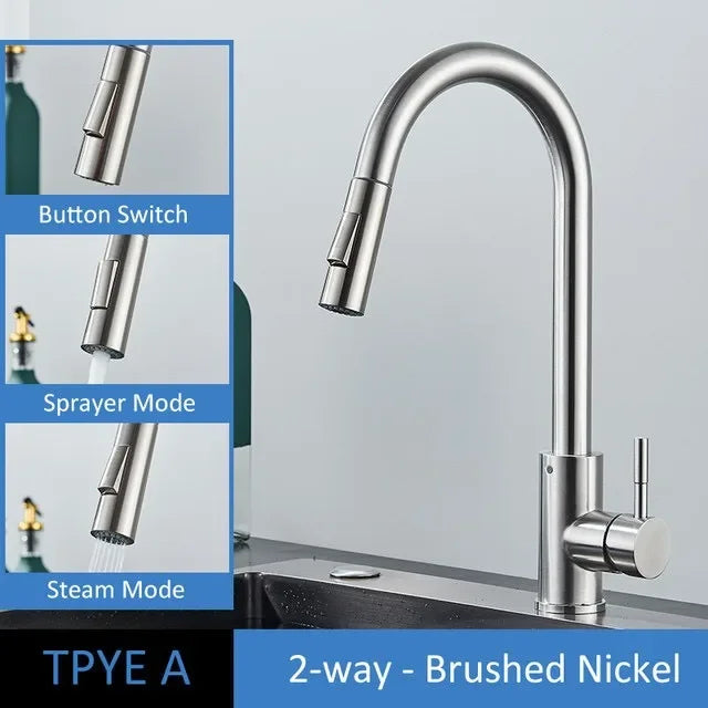 Kitchen Faucet Two Function Single Handle Pull Out Mixer Hot and Cold Water Taps