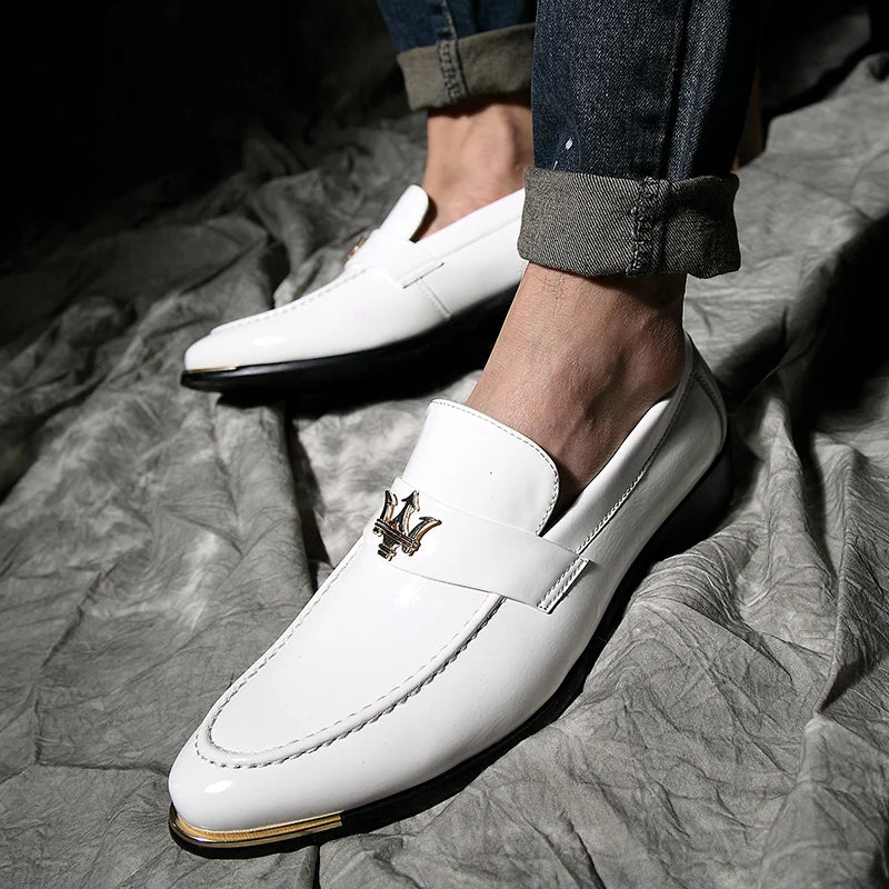 Italian Social Leather Loafers Slip-on Pointed Toe Shoes for Men