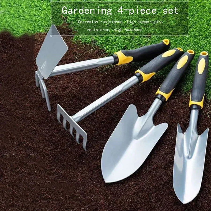 Tree Planting 4-piece Outdoor Tools Hoe Spade Dual-purpose Gardening Digging & Weeding Tool Small Shovel Potted Plant