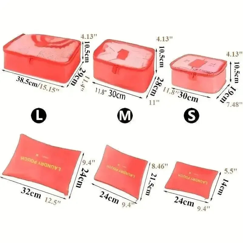 6PCS/Set Travel Bags Large Capacity Storage Organizer Suitcase Packing for Clothes