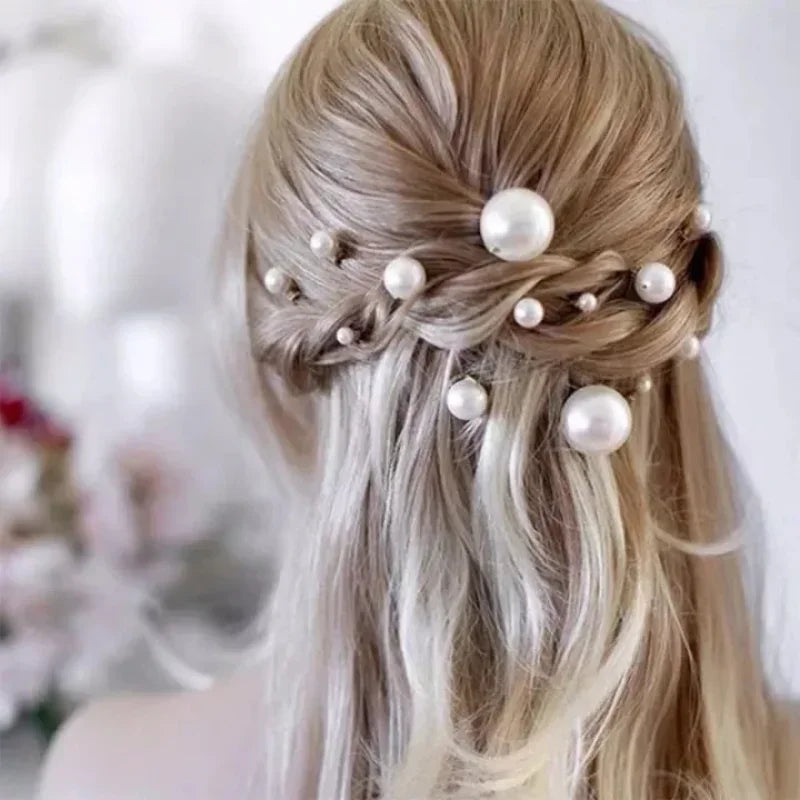 20pcs Elegant Pearl Crystal Hairpin Wedding Bridal U-shaped Metal Hair Comb Forks for Women