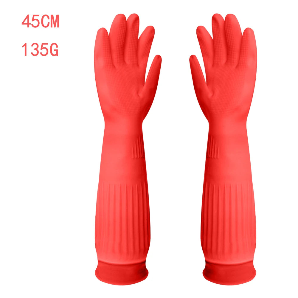 1Pair Lengthen Dishwashing Cleaning Silicone Gloves