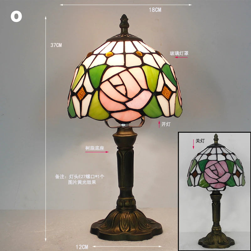 Mediterranean Baroque Retro Style Stained Colorful Handmade Glass Table Lamp E27