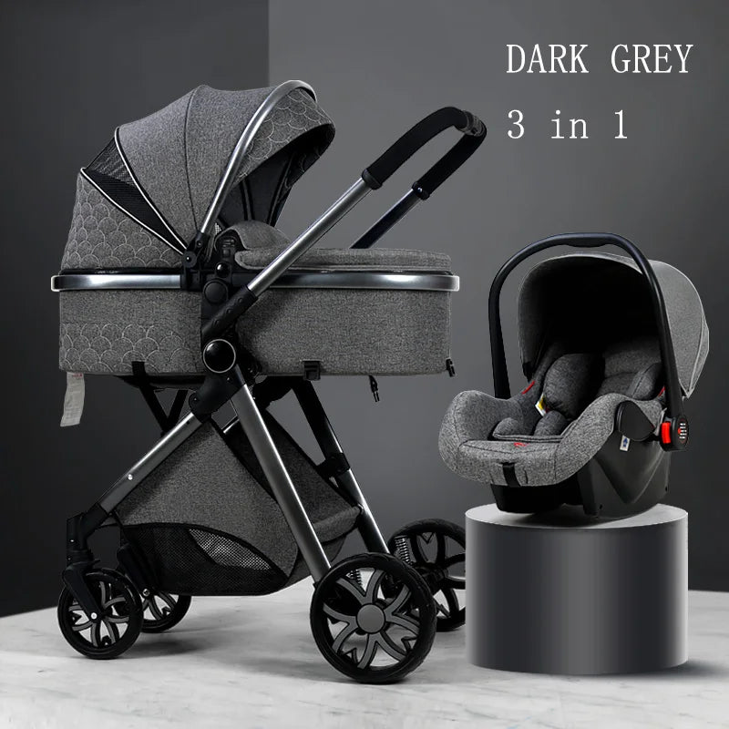 Luxury Baby Stroller 3 in 1 High Landscape Portable Infant Carrier w Car Seat