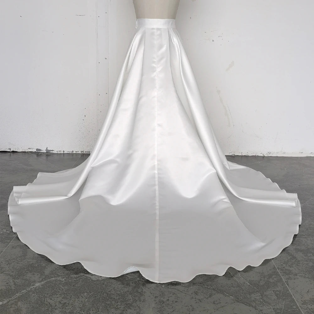 Satin Bridal Detachable Long Train Wedding Removable Skirt for Dresses