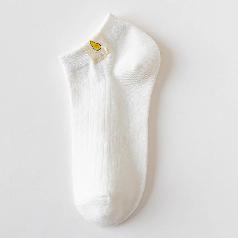 6 Pairs Women Cotton Breathable Short Socks Cartoon Fruit Sun Earth