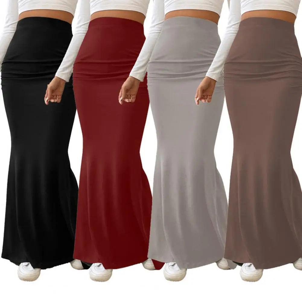 Women's Maxi Skirt Solid Color High Waist