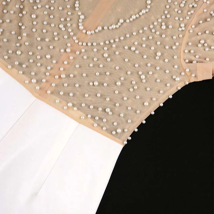 Elegant Jumpsuit with Round Neck Short Sleeve Beaded