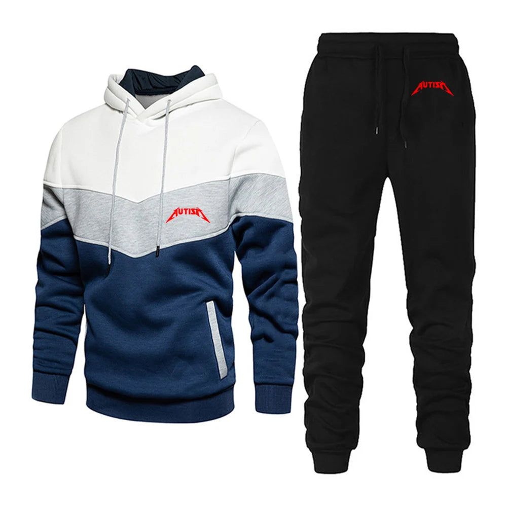 Spring Autumn Men's High Quality Long Sleeve Hooded + Leisure Pants