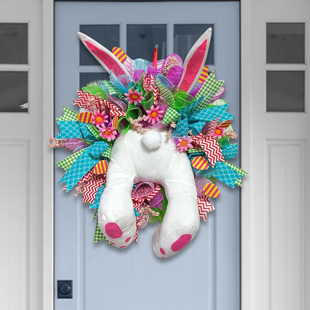 Bow Ribbon Easter Eggs Wreath Front Door Decor