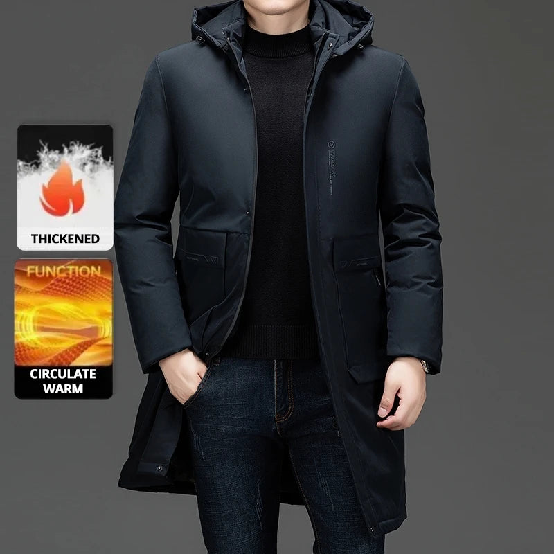 Long Thick Winter Hooded Parka Jacket Heavy Windbreaker Outdoor Windproof Coats Outerwear
