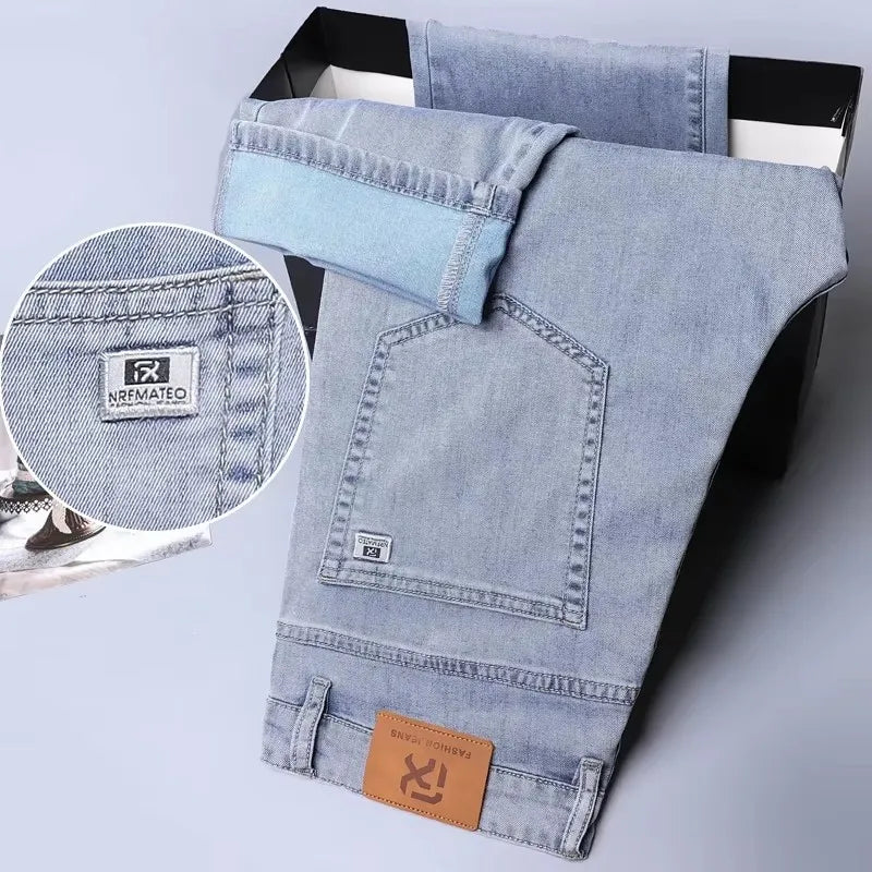 Soft Men's Baggy Jeans Thin Summer Breathable Straight Pants
