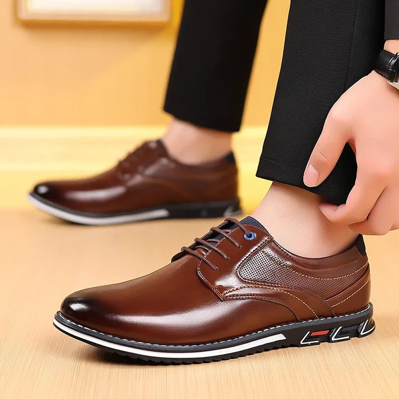 Elastic Band Leather Shoes for Men