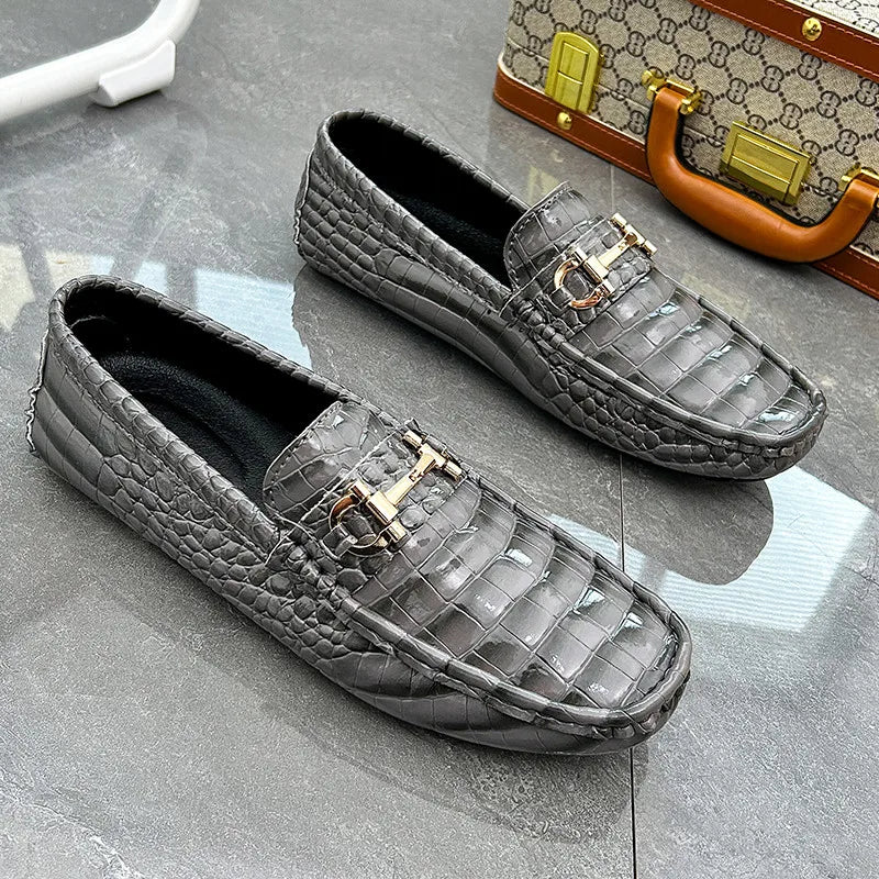 High Quality Luxury Green Snakeskin Leather Men Casual Comfort Lightweight Plus Size 48