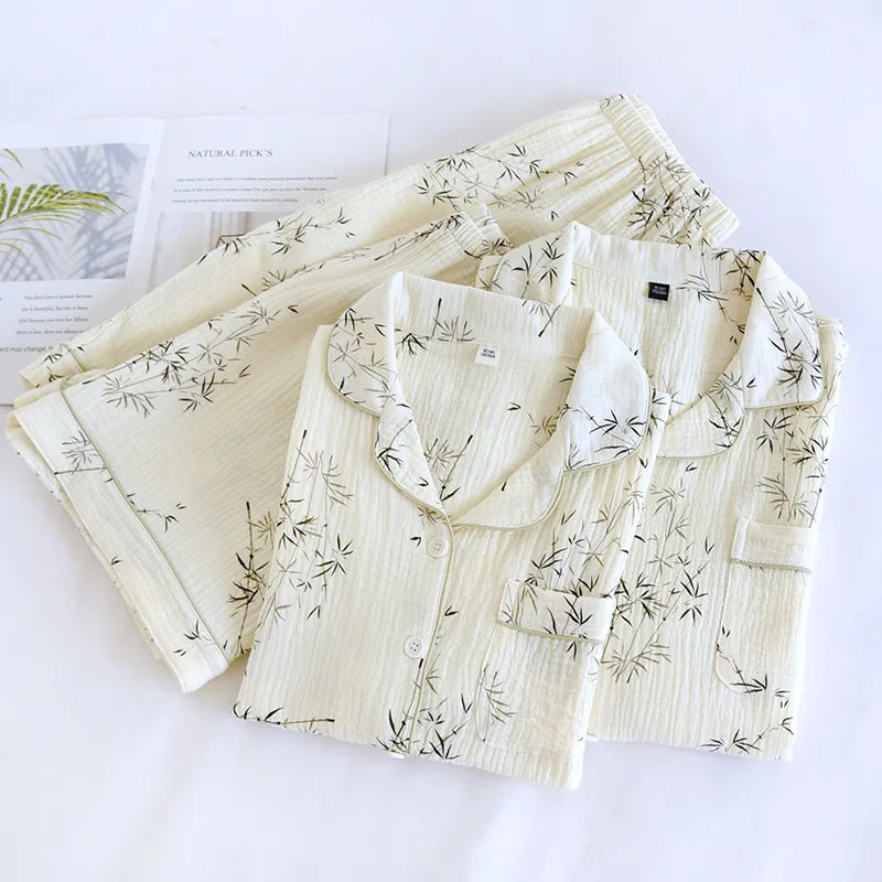 Summer Couple Pajama Set 100% Pure Cotton Short sleeved Shorts for Men and Women Two Piece