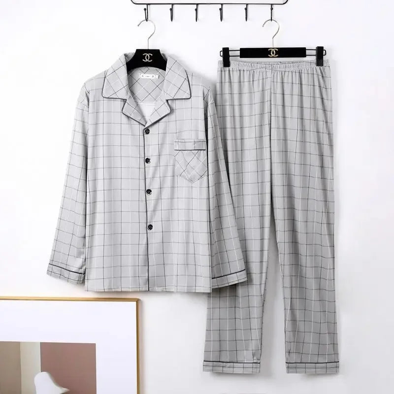 Men's 100% Cotton Long Sleeve Pajama Set