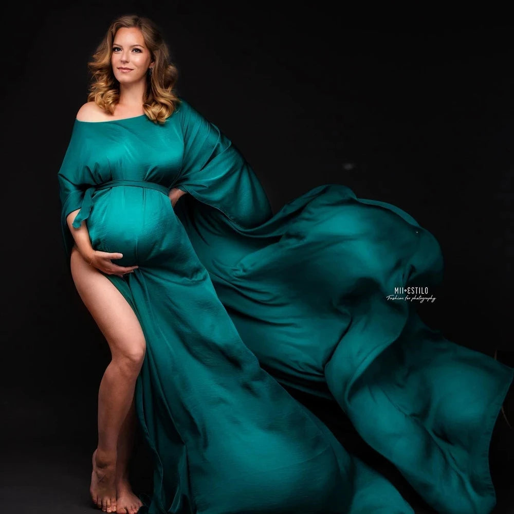 Silk Gown Maternity Photography Dress Chiffon Cloak