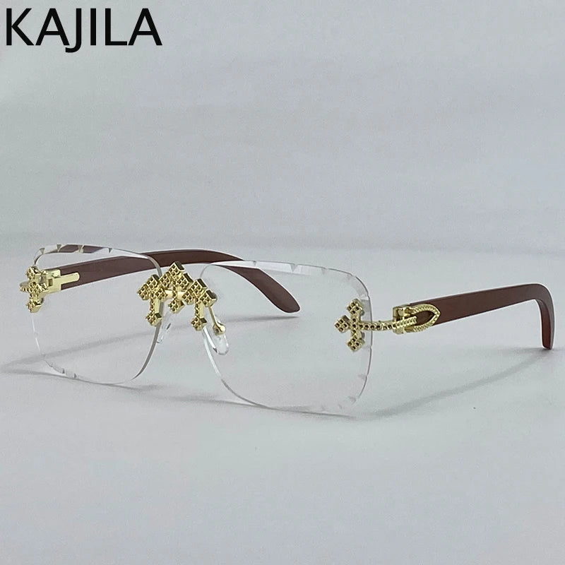 Luxury Steampunk Rimless Square Men Sunglasses UV400