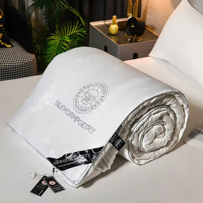 100% Mulberry silk with warm thickened quilt core 5kg winter comforter cotton cover spring autumn home quilt luxury blanket