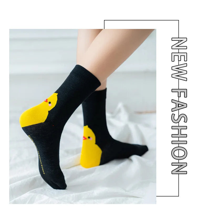 4 Pairs Cotton Pack Women Socks Duck Pattern