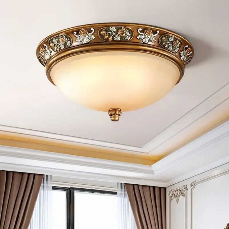Simple Retro European Home Decor Resin Led Ceiling Lamps