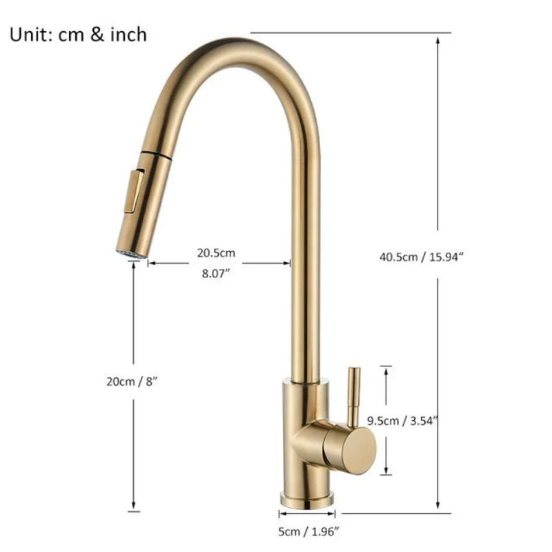 Kitchen Faucet Two Function Single Handle Pull Out Mixer Hot and Cold Water Taps