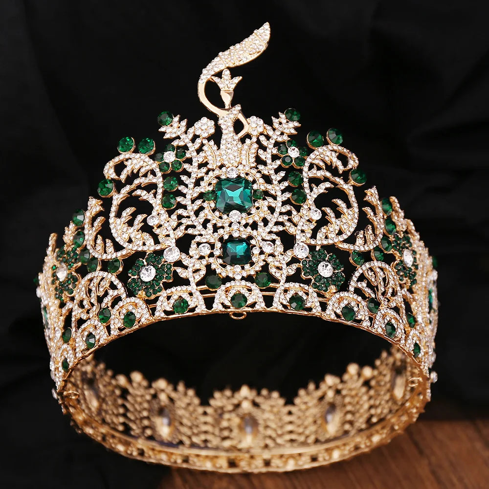 Baroque Rhinestone Crystal Crown Tiaras Hair Accessory For Bridal Wedding & Beauty Pageant