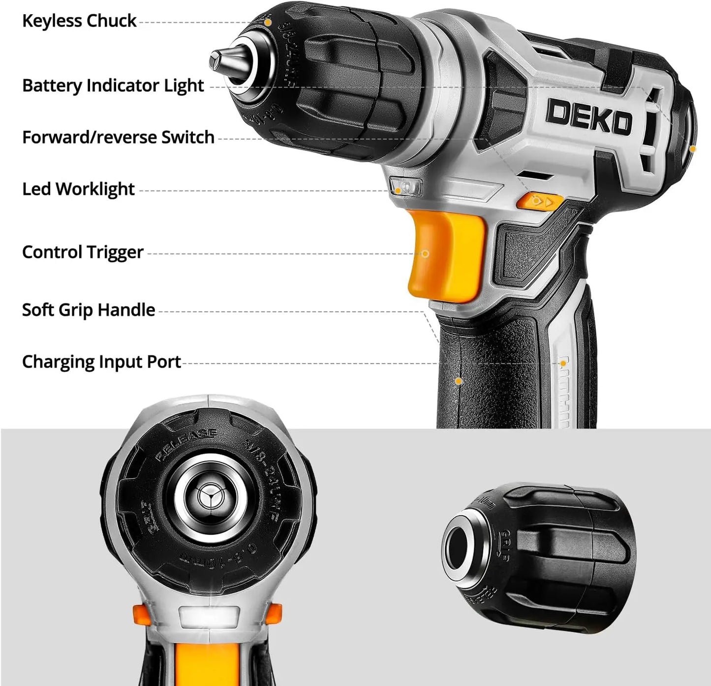 126 Piece Power Tool Combo Kits with 8V Cordless Drill, 10MM 3/8'' Keyless Chuck, Professional Household Home Tool Kit Set
