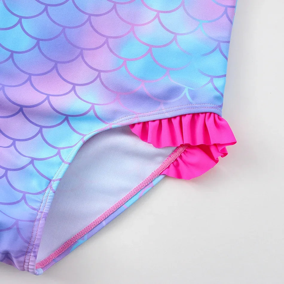 Girl Swimsuit One-Piece Mermaid Fish Scale Unicorn Children's Swimwear 2 - 8 Years