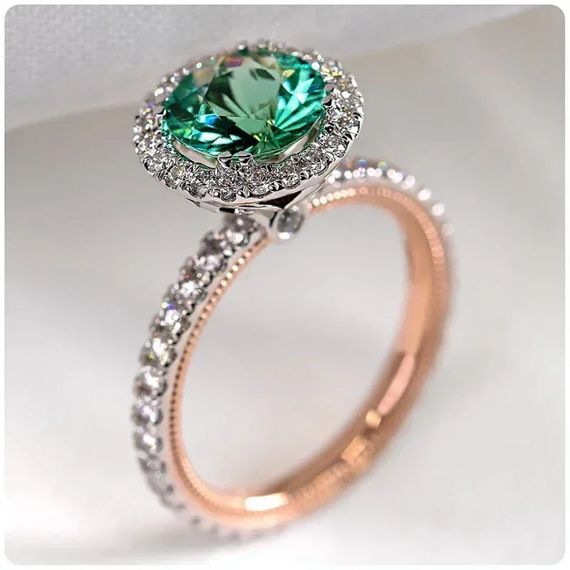 Luxury Fashion Green Zirconia Crystal Ring for Women