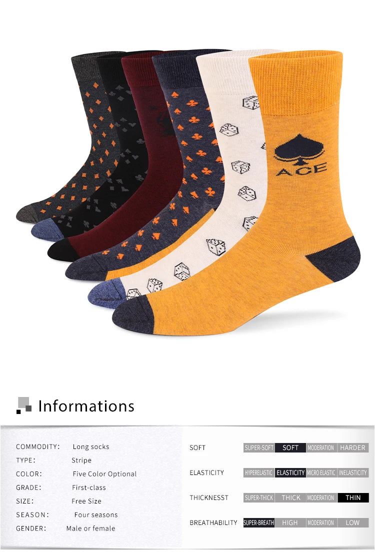 1Pairs Men's Fun Cool Breathable CottonCasual Socks Fun Patterns