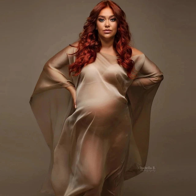 Silk Gown Maternity Photography Dress Chiffon Cloak