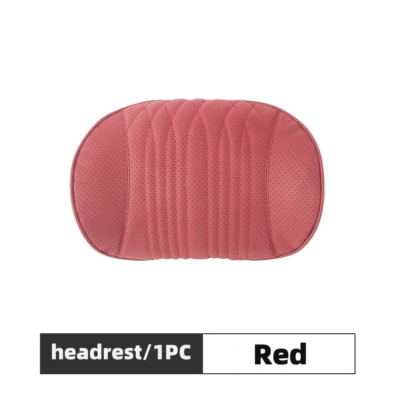 Memory Foam Car Lumbar Support Cushion Breathable Leather Seat Protection Neck Pillow Universal Car Seat Rest Pillow Accessories