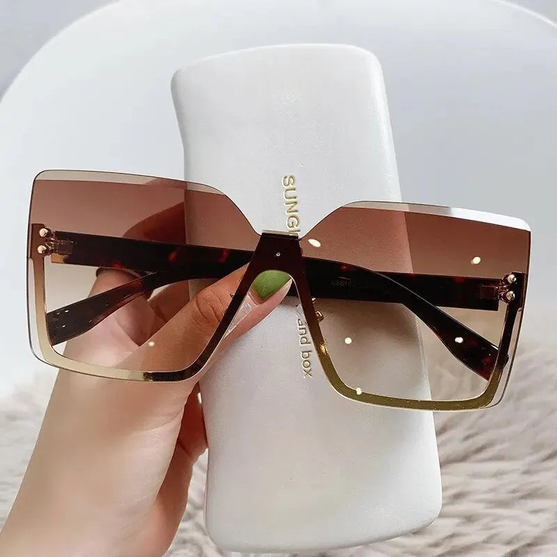 European & American Style Half-frame Metal Sunglasses Fashion Slim Anti-uv Glasses